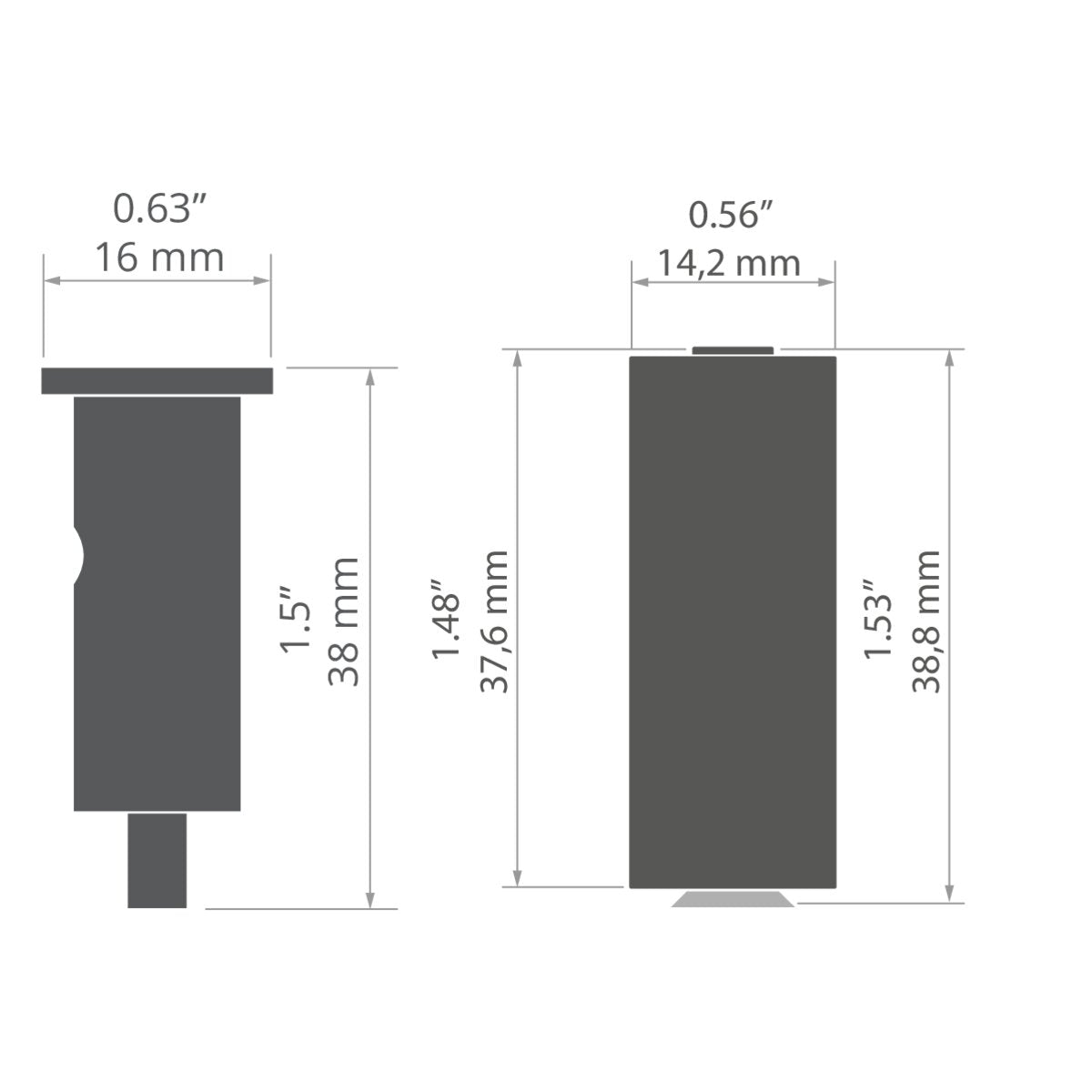 KLUŚ Befestigungsset PUSZ-MR-2, silbern, rostfreier Stahl, Aluminium – technische Zeichnung / Maße
