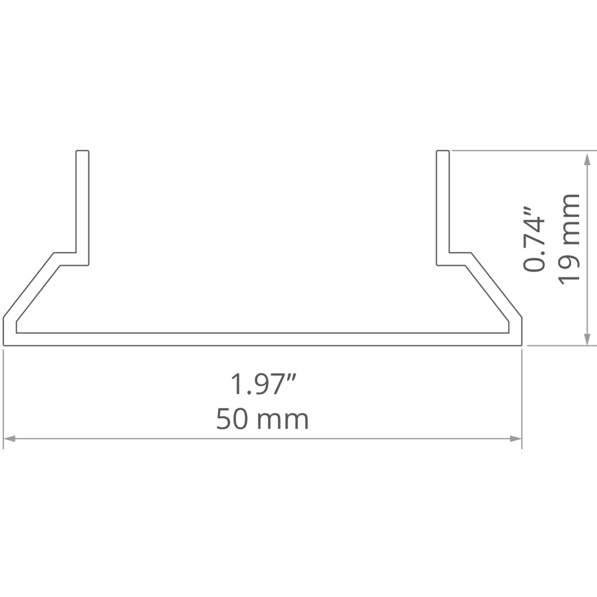 Abdeckung FOLED-50, satiniert – technische Zeichnung / Maße