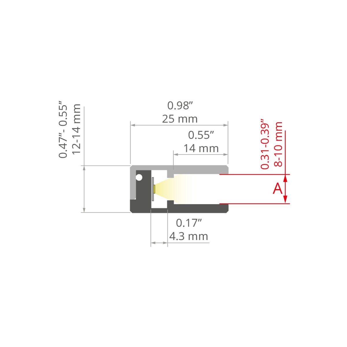 Profil KRAV-810, silber eloxiert – technische Zeichnung / Maße