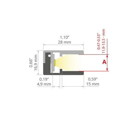 Profil KRAV-05IN, silber eloxiert – technische Zeichnung / Maße