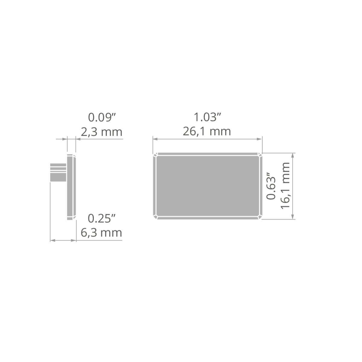 KLUŚ Endkappe GLAZA-LL, grau, ABS – technische Zeichnung / Maße