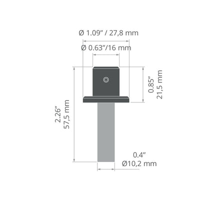 KLUŚ Befestigung W-KG-Z, schwarz, Aluminium – technische Zeichnung / Maße