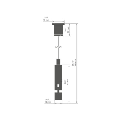 KLUŚ Befestigungsset RD-2, silbern, Messing – technische Zeichnung / Maße