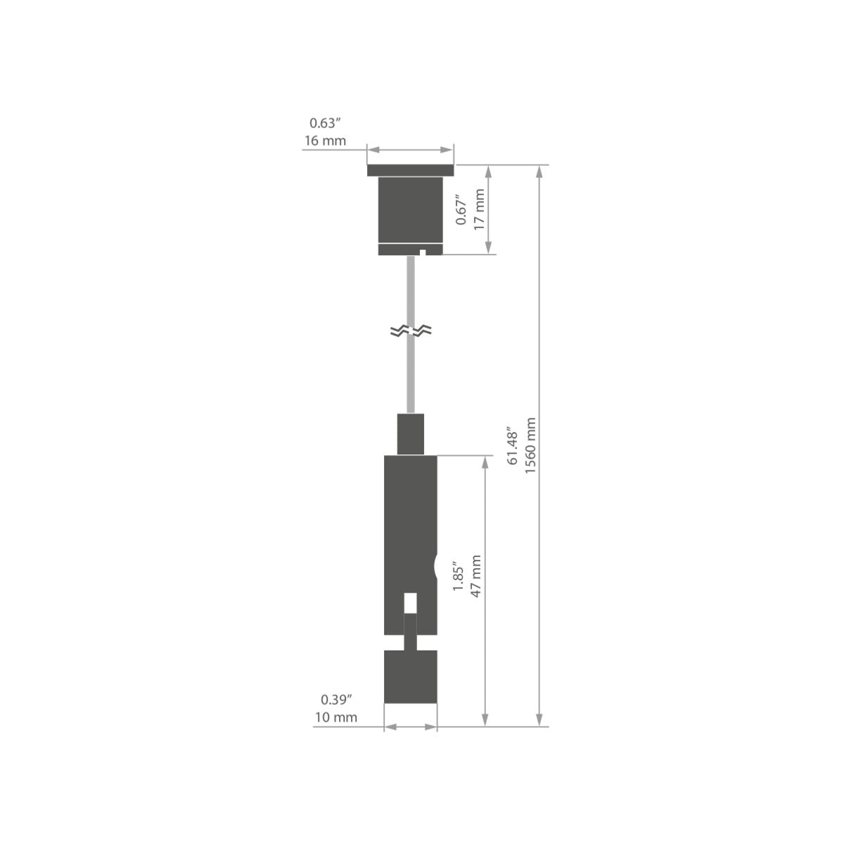 KLUŚ Befestigungsset RD-2, weiß, Messing – technische Zeichnung / Maße