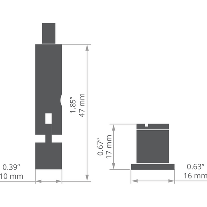 KLUŚ Befestigungsset RD-4, silbern, Messing – technische Zeichnung / Maße
