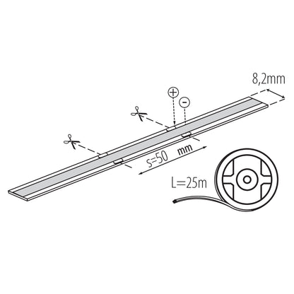 Kanlux COB LED Strip 90691 Technische Zeichnung