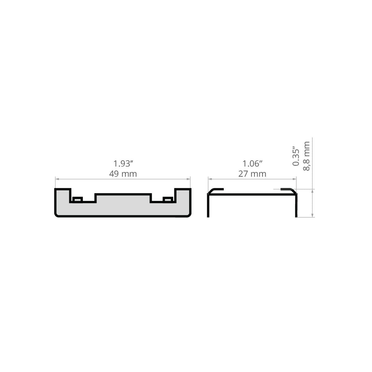 KLUŚ Befestigungsclip AM-24 – technische Zeichnung / Maße