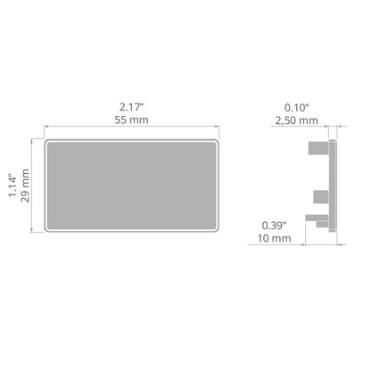 KLUŚ Endkappe BOX-M, weiß, ABS – technische Zeichnung / Maße