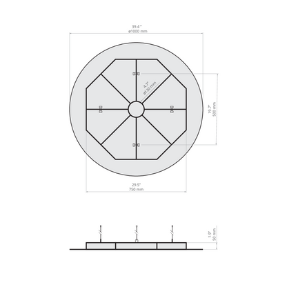 KLUŚ Aufhängungsbasis FI suspendiert – technische Zeichnung / Maße