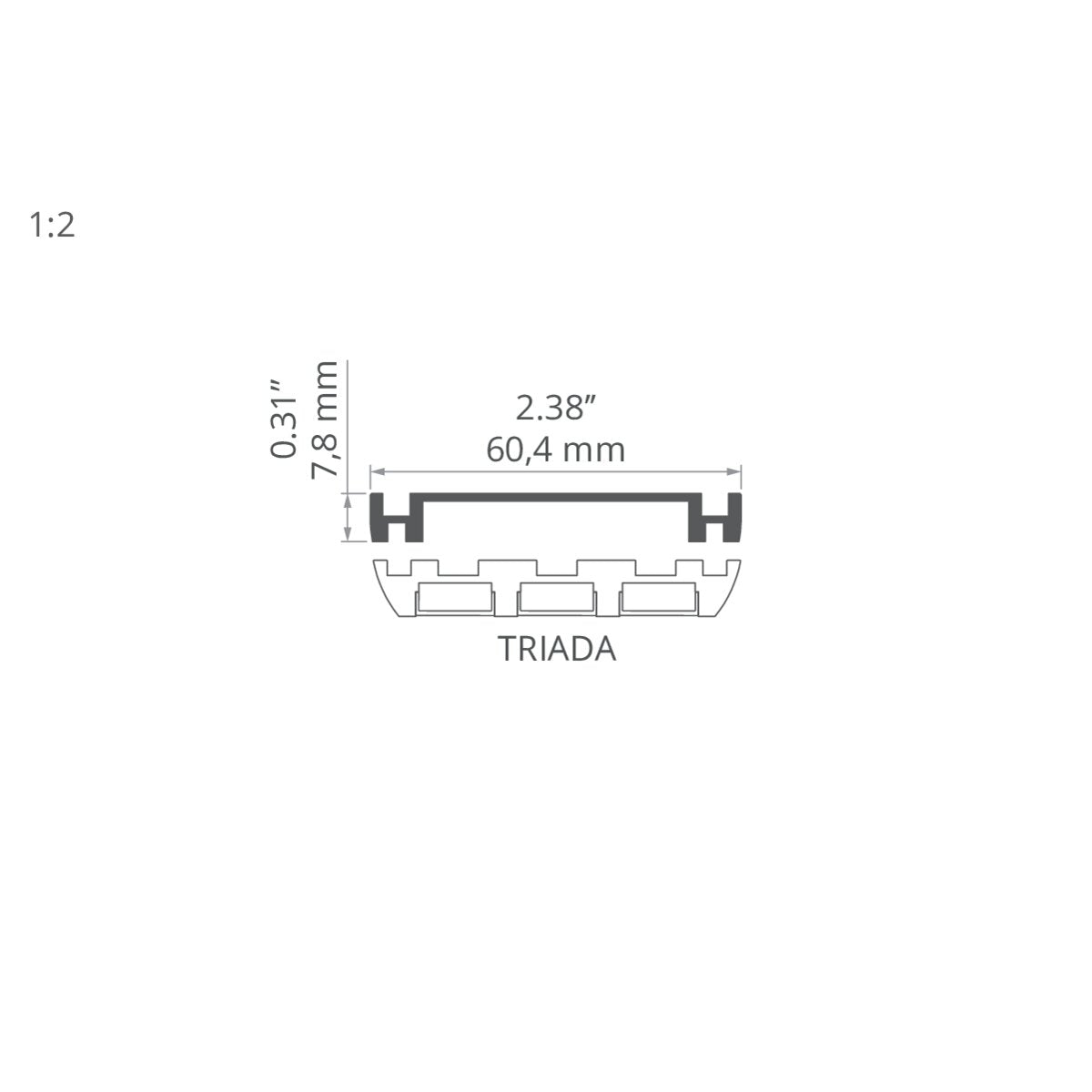 Profil TETRA-78, silber eloxiert – technische Zeichnung / Maße