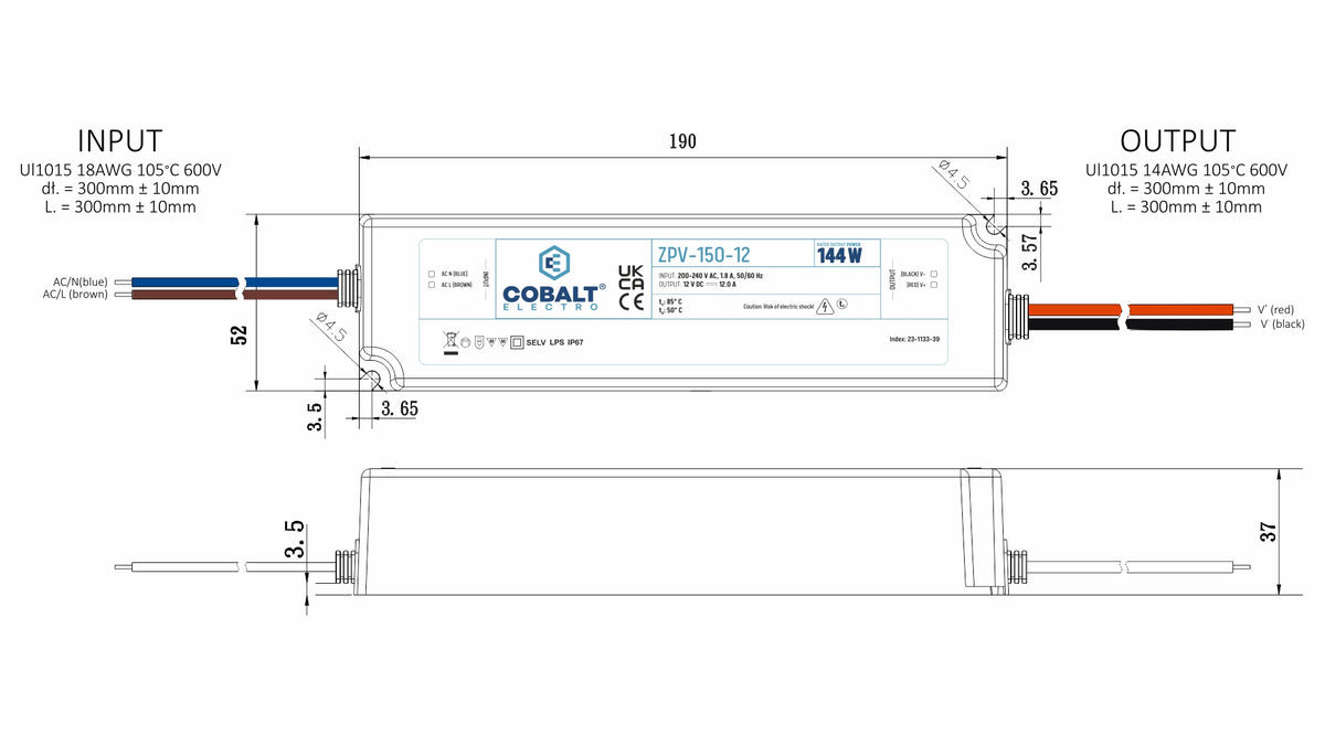 CobaltElectro ZPV LED-Netzteil 24V 150W IP67