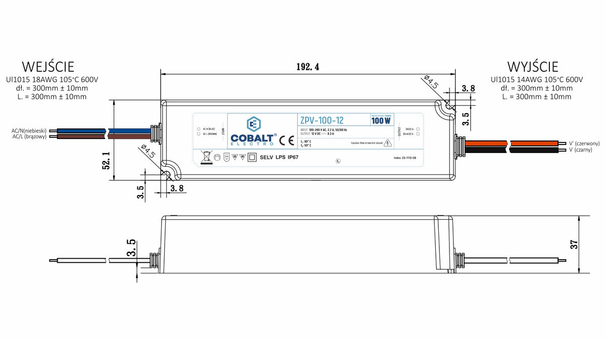 CobaltElectro ZPV LED-Netzteil 24V 100W IP67